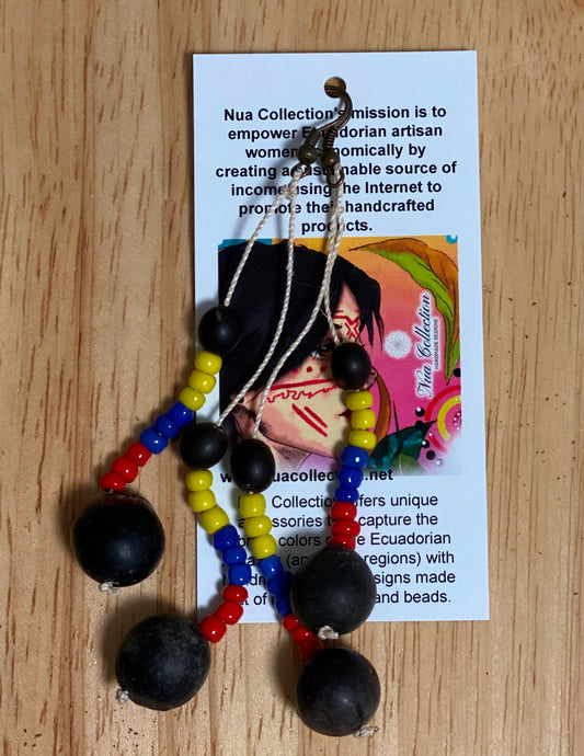 Handmade Ecuador Flag Colors Bead Seed Earrings