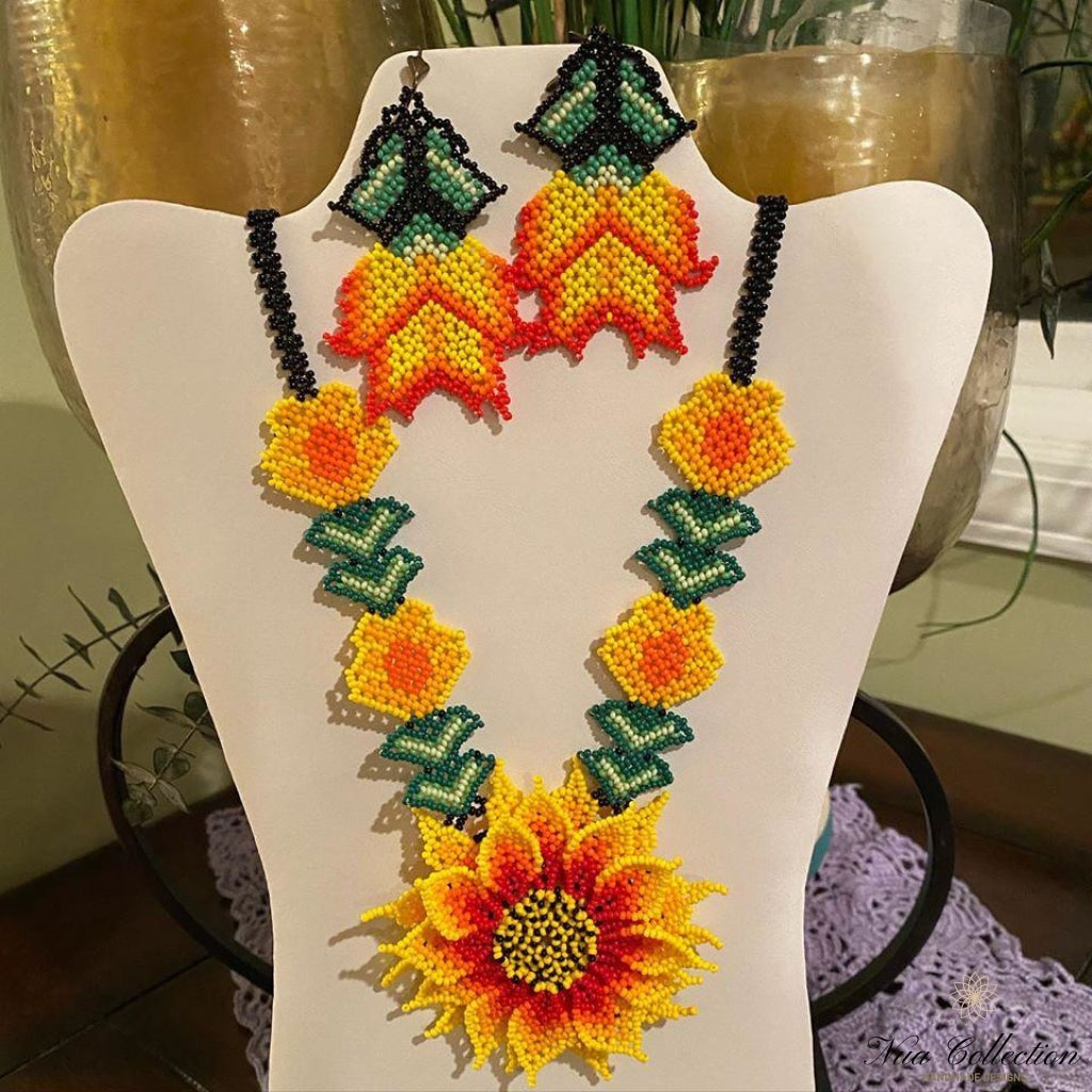 Sunflower Amazon Necklace + Earrings