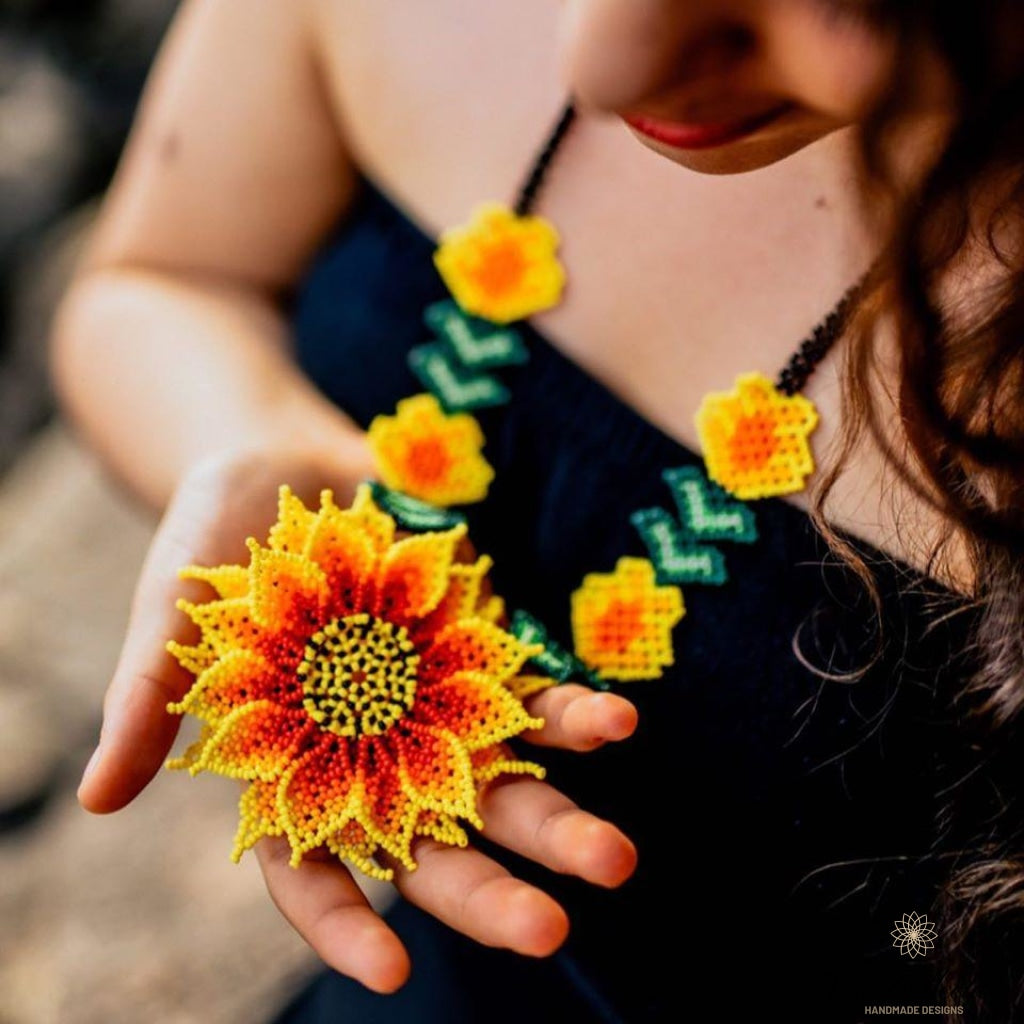 Sunflower Amazon Necklace + Earrings